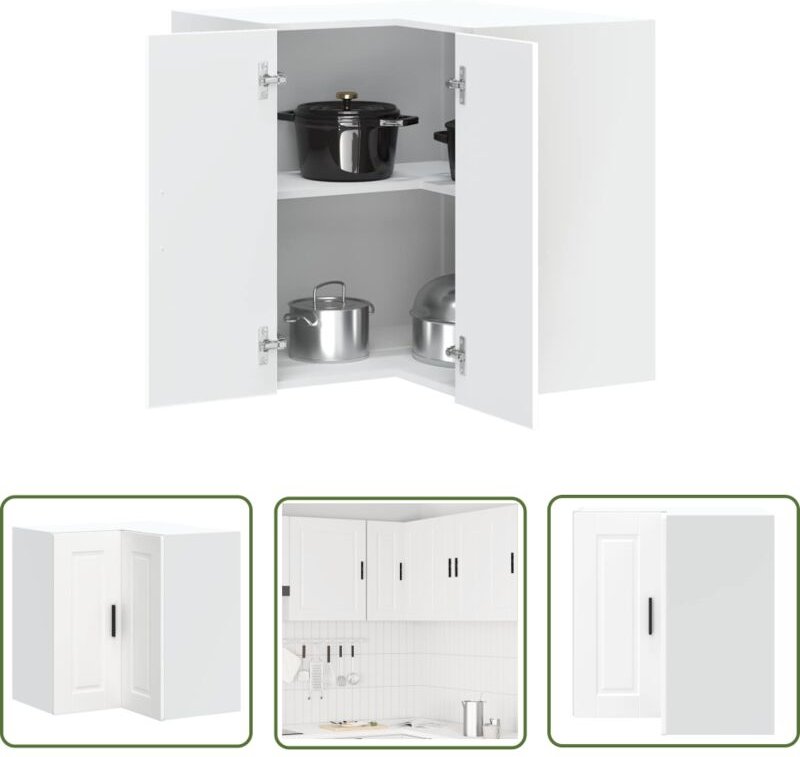 The Living Store - vidaXL Küchen-Eckhängeschrank Porto Weiß Holzwerkstoff