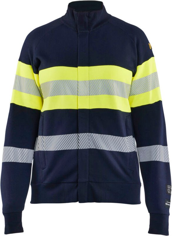 Arbeits-Sweatshirt mit Reißverschluss, multinorm für Damen 3471 - Marine/Gelb XXL