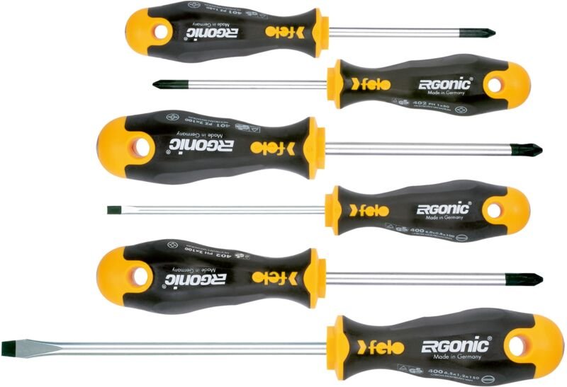 ERGONIC 6-teiliges Schraubendreher-Set. SL/PZ/PH Felo 40096118