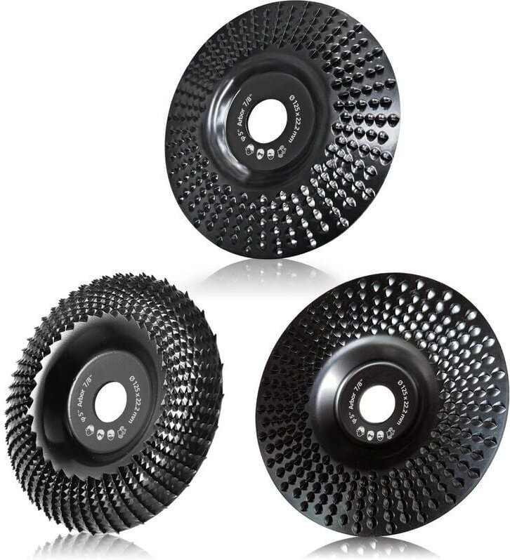125-mm-Holzschleifscheibe, 3 Schleifscheiben zum Formen, Schleifen und Schneiden. Räder für Winkelschleifer,