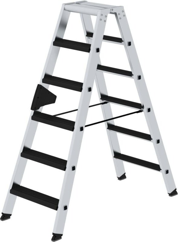 Günzburger Steigtechnik - Stufen-Stehleiter beidseitig begehbar mit clip-step relax 2 x 6 Stufen - 042212