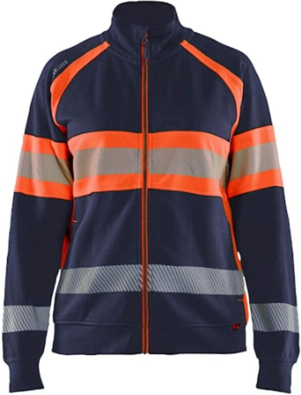 Hochsichtbarer, zipbarer Arbeitssweatshirt 3505 - Marine/Orange L