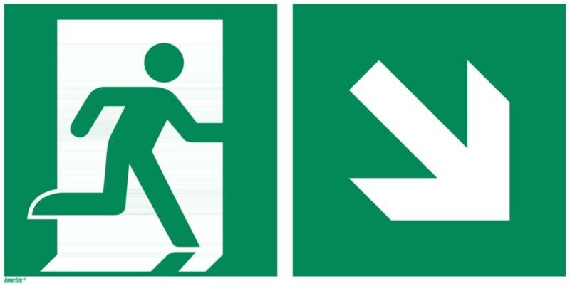 Rettungszeichen Rettungsweg rechts abwärts, Typ: 15300