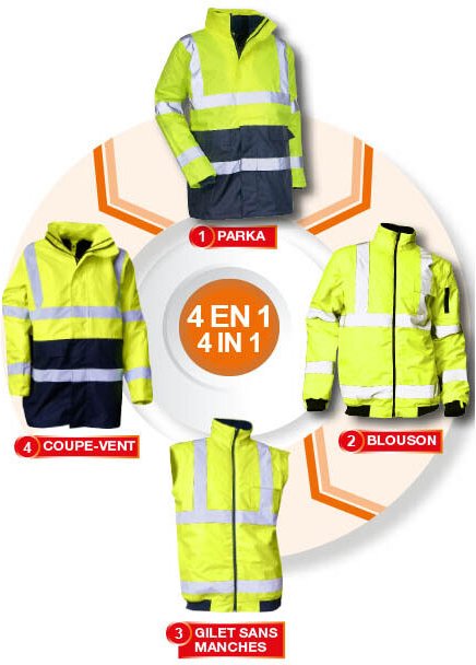 LMA - Prävention Parka 4 in 1 High Visibility T7 xxxl Fluo Gelb/ Marine - 5002 T7/3XL