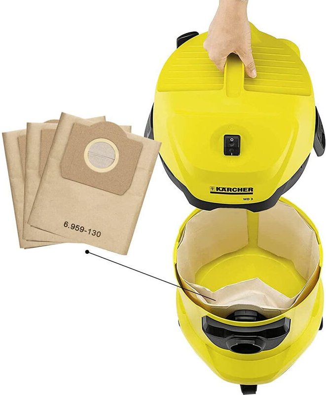 5er-Pack Staubsaugerbeutel für Karcher 6.959-130.0, Filterpapierbeutel für Karcher WD3200 WD3300 WD3500 Staubsaugerbeute...