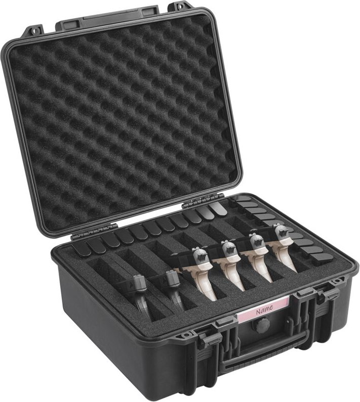 Hartschalenkoffer für Pistolen mit vorgeschnittenem PU-Schaum, wasser- und staubdichter Hartschalenkoffer für 6 Pistolen...