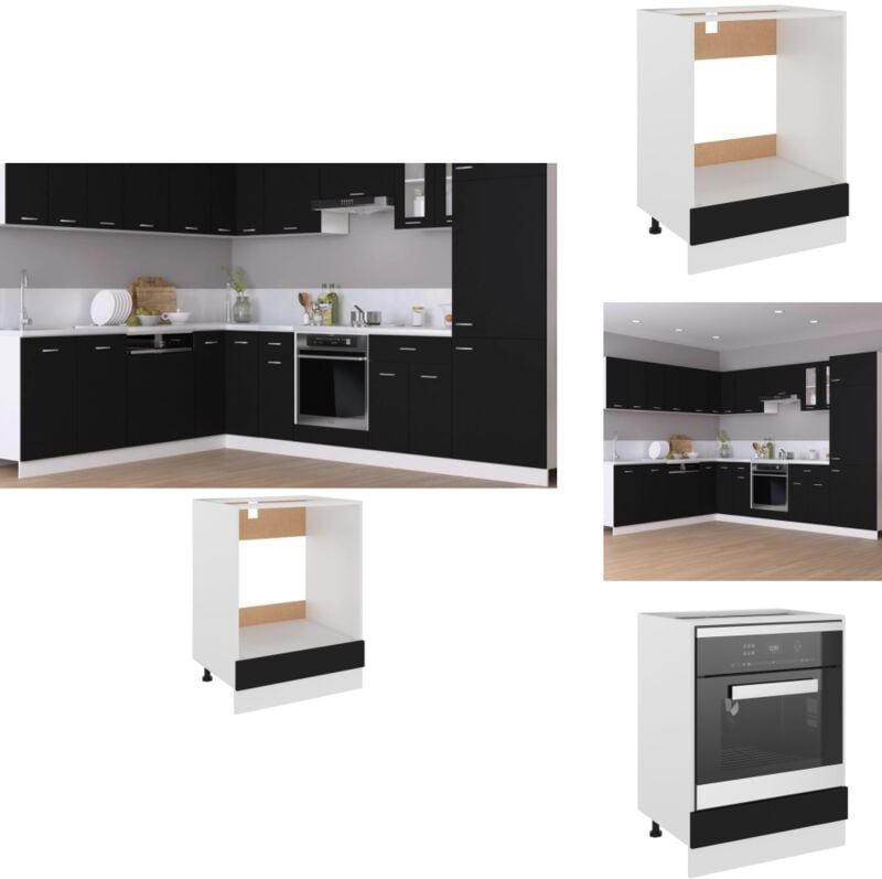 Herdumbauschrank Schwarz 60x46x81,5 cm Holzwerkstoff - Herdumbauschrank - Küchenschrank - Holzschrank - Schwarz - Küchen...