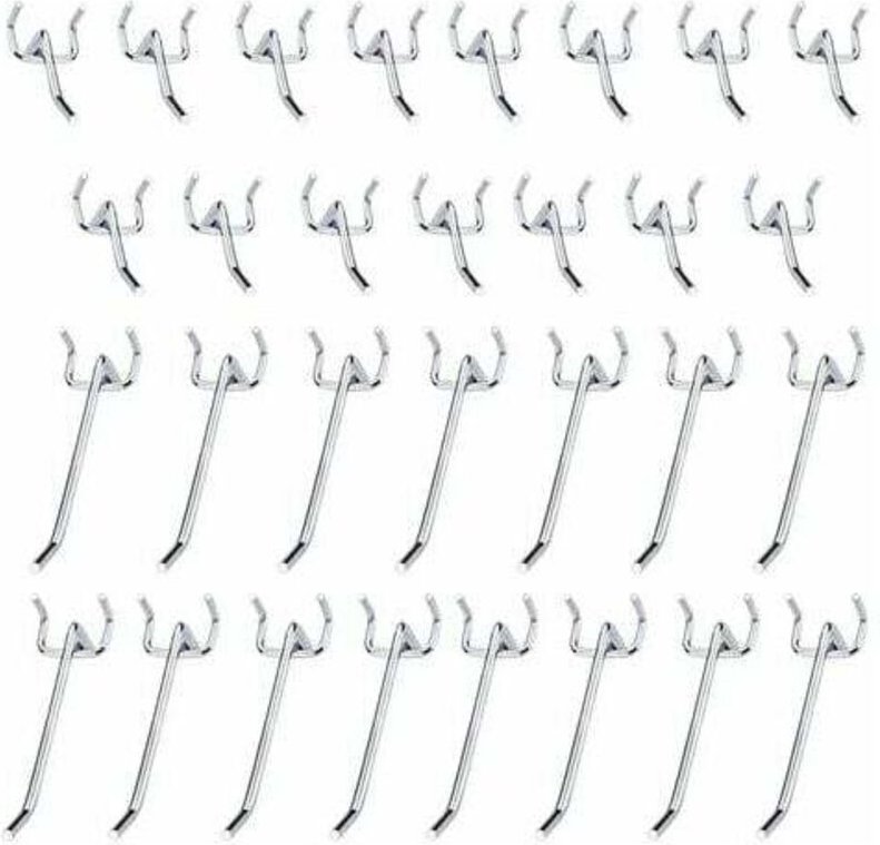 30 Stück Stecktafelhaken, Metall-Stecktafelhaken, Zubehör – 10 cm und 5 cm Einzelhaken-Set für Garagen, Geräteschuppen, ...