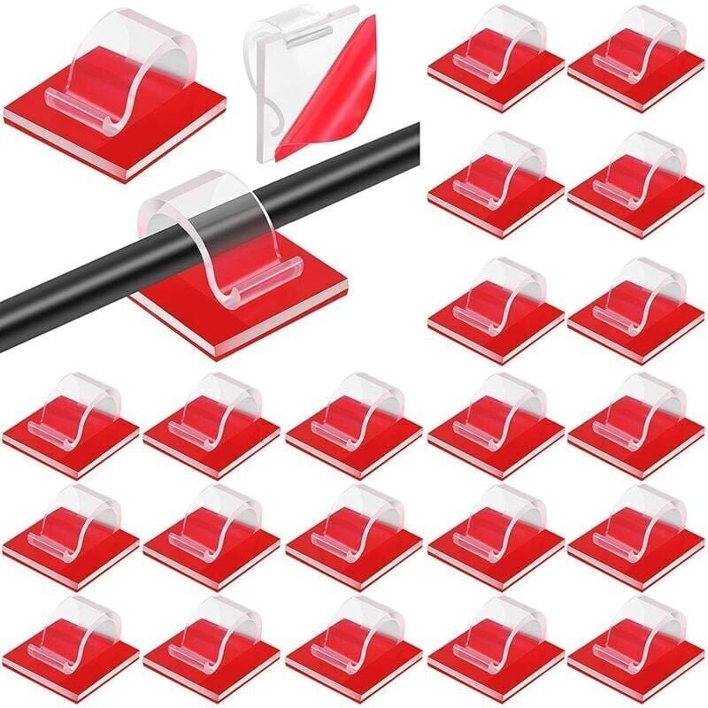 Thumbnail - ZVD - Lot de 60 mini-attaches pour câbles lumineux, auto-adhésives, crochets pour luminaires, organiseurs de câbles, sup...