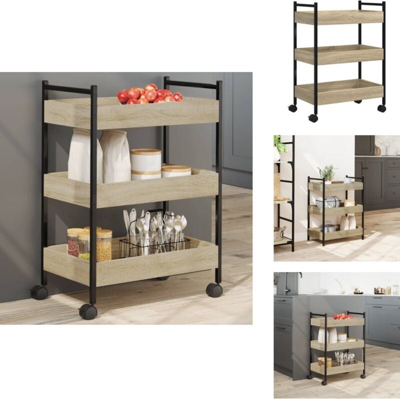 Küchenwagen Sonoma-Eiche 50x30x70 cm Holzwerkstoff - Küchentisch - Küchenschrank - Kücheninsel - Rollwagen - Mobiliar