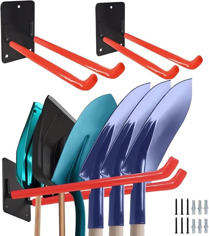 Robuste Garagen-Wandhaken, 2er-Pack Leiterhaken, Halter für Gartengeräte, Schaufeln, Klappstühle, Skiständer, Garagenauf...