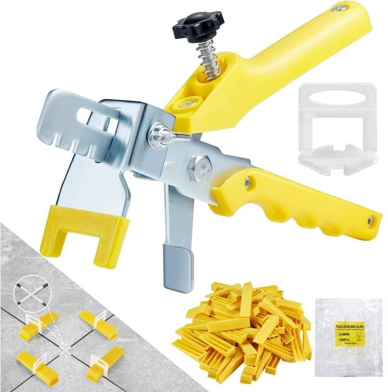 Thumbnail - Fliesen-Nivelliersystem 2 mm für Verlegehilfe, 300 Clips + 100 Keile + 100 Kreuze + 1 Zange als Hilfe beim Verlegen von ...