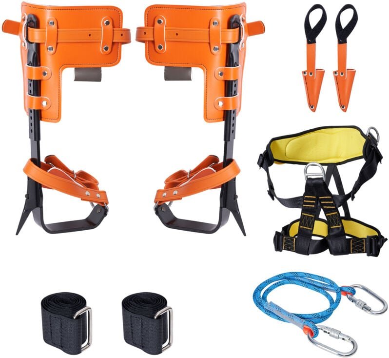 Mophorn - Baumkletterspikes-Set, 1 Paar Klettersporen aus legiertem Stahl, Sicherheitsseil und Gurt, 350 lbs Tragkraft, ...