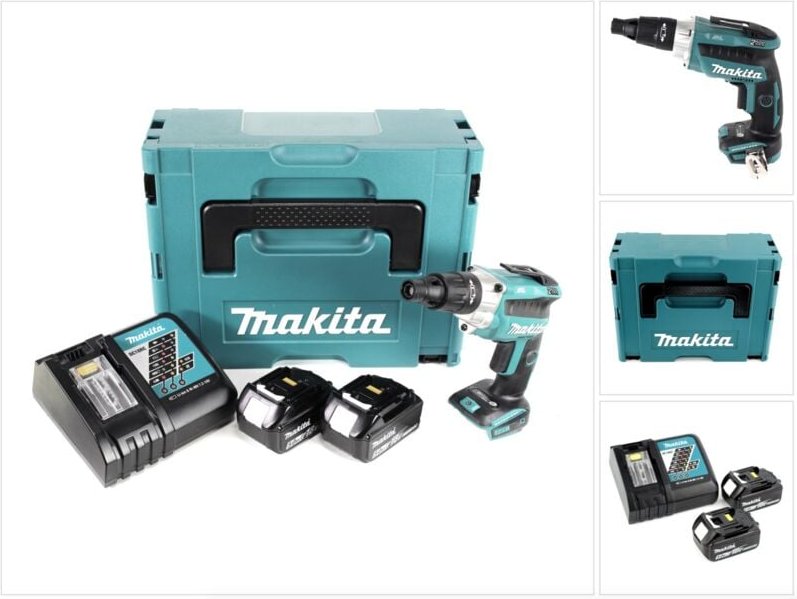 Makita DFS 251 RTJ Akku Trockenbauschrauber 18V Brushless + 2x Akku 5,0Ah + Ladegerät + Makpac