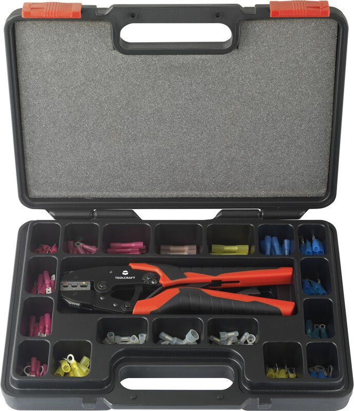 Toolcraft - HJ540168BC-A1A5 TO-7104990 Crimpzangen-Set 168teilig Schrumpfverbinder, Pressverbinder 0.5