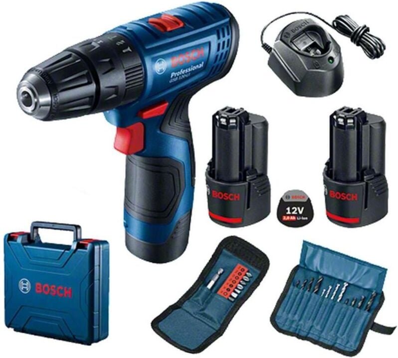 Werkzeug - 12V Akku-Schrauber mit Zubehör, 2x 2,0 Ah Li-Ion Akku, Ladegerät 06019G8102 - Bosch