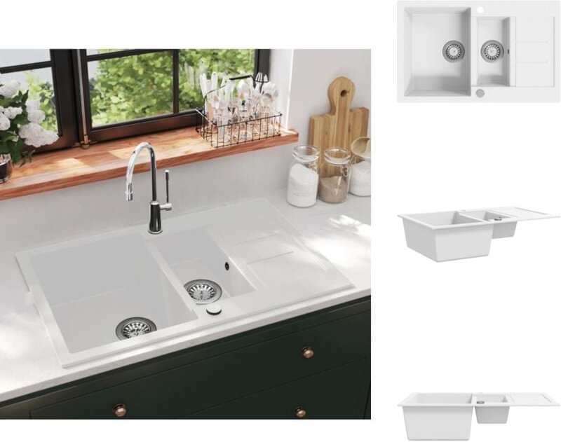 Küchenspülen & Spülbecken - Living Granitspüle Doppelbecken Weiß - Weiß