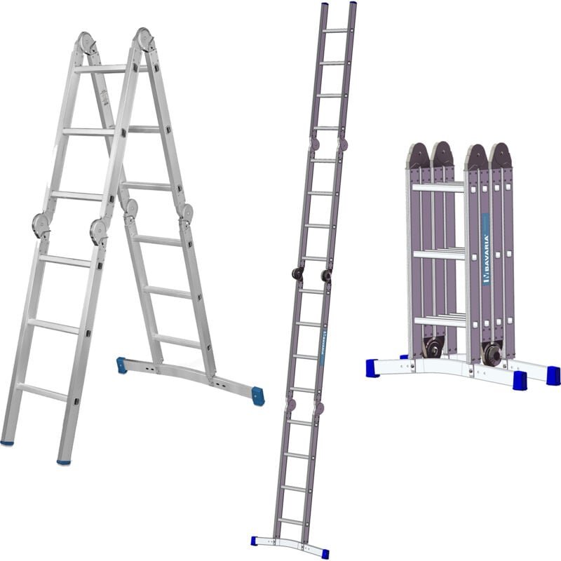 Mauderer Bavaria Sechsgelenkleiter mit Rastgelenk und gebogener Traverse 981-6 Kofferraumleiter 4x5 Sprossen