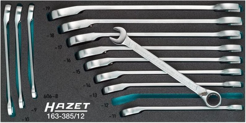 Knarren Ring-Maulschlüssel Satz, Außen-Doppel-Sechskant-Tractionsprofil, 8 - 19, Anzahl Werkzeuge: 12, Art.Nr. 163-385/1...