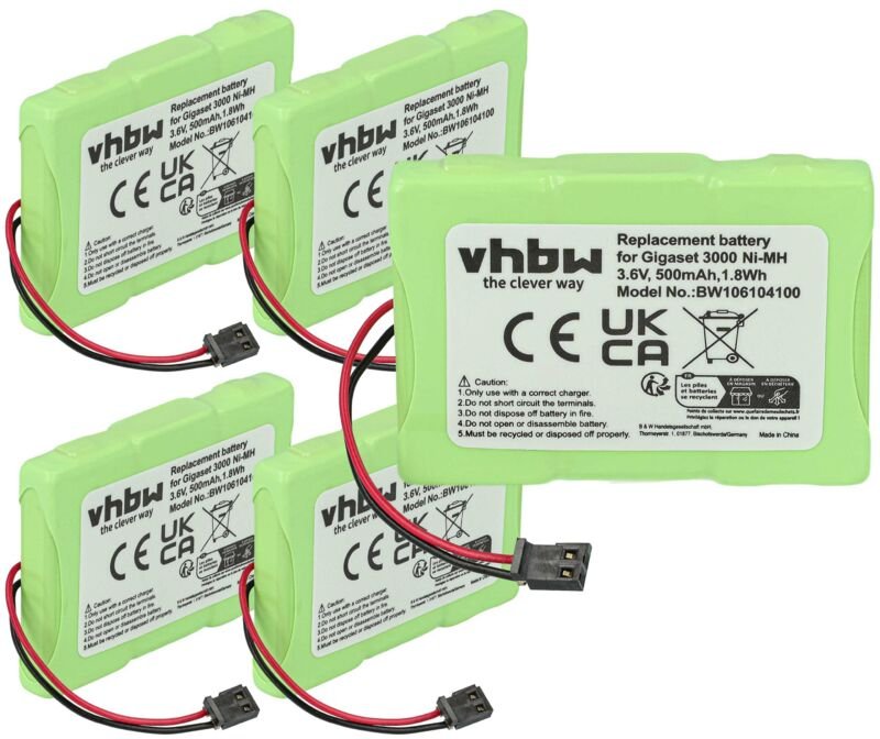 Vhbw - 5x Akku Ersatz für Siemens V30145-K1310-X143 für schnurlos Festnetz Telefon (500 mAh, 3,6 v, NiMH)