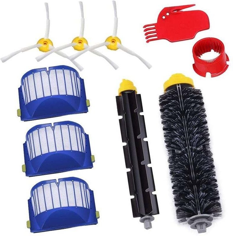 Thumbnail - Mtkd® Bürstenset für Roomba 600-Serie – Zubehörteile-Set – 3 dreieckige Seitenbürsten + 3 Filter + 1 Hauptbürstenset + 1...