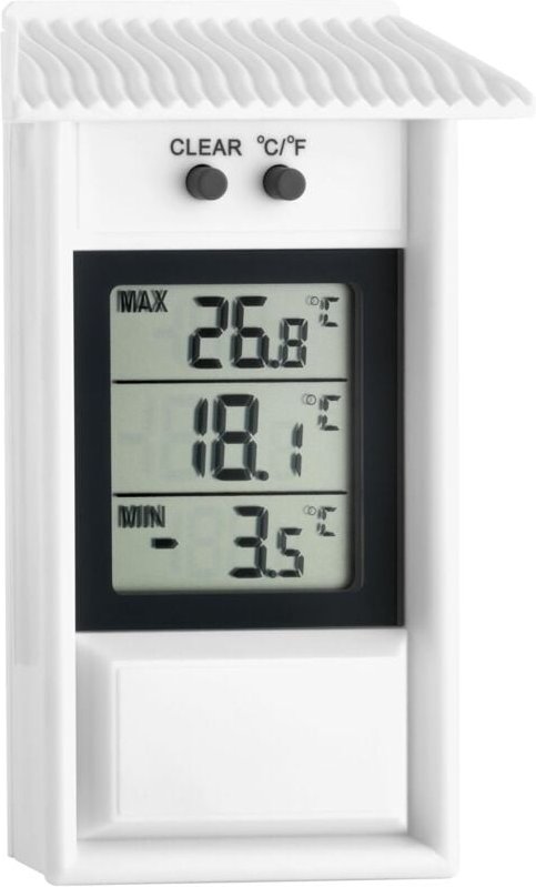 Maxima-Minima Digitalthermometer, 30.1053, wetterfest, für den Innen- und Außenbereich geeignet, weiß