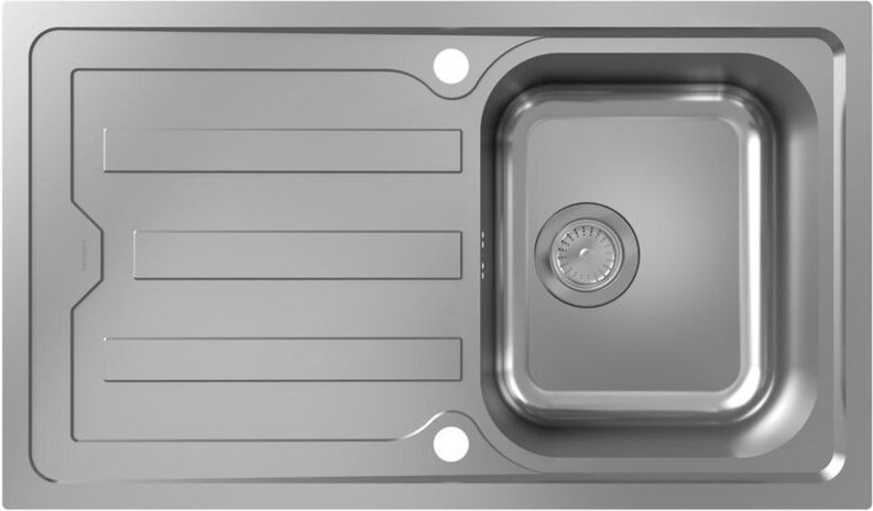 S44 Einbauspüle 342, Edelstahl, mit Abtropffläche lang, - Hansgrohe