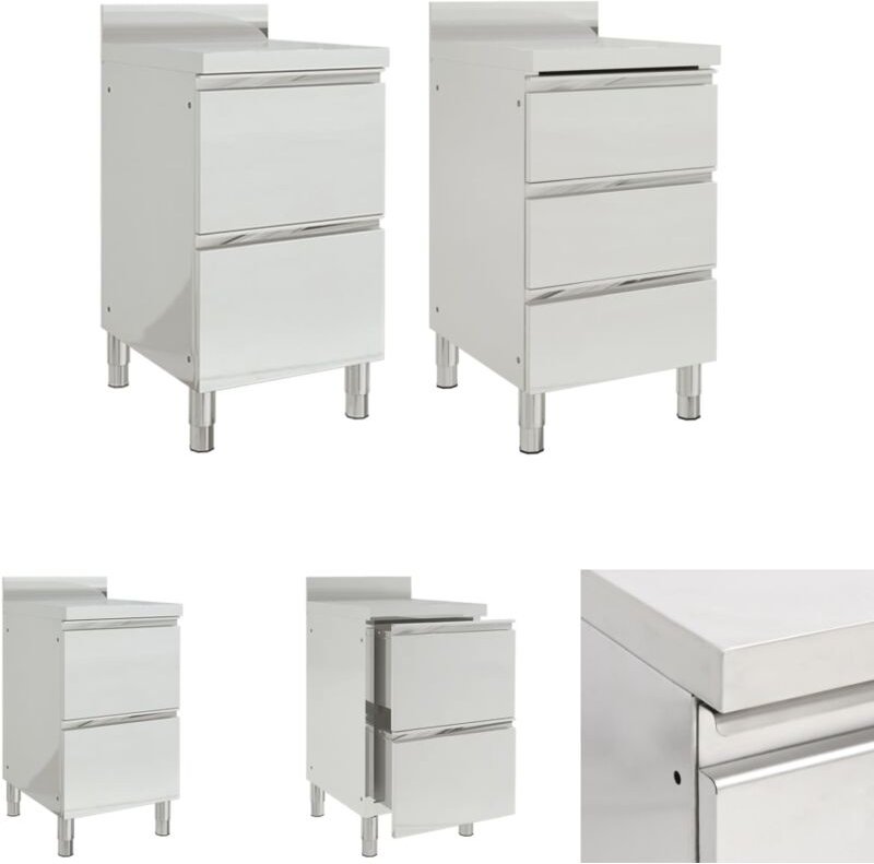 The Living Store - Gastro-Küchenschränke 2 Stk. Edelstahl - Gastronomie