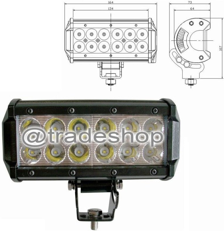 Thumbnail - Trade Shop - LED-Lichtleiste D 72 120 240W neigbare Halterungen 12V SUV Auto Stoßstangen -