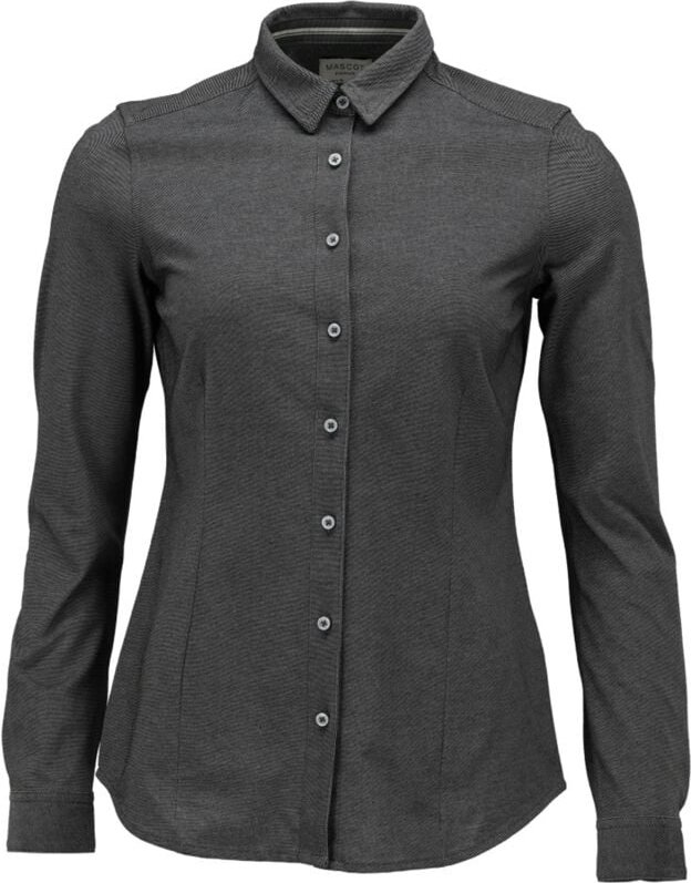Hemd, moderne Damenpassform, Stretch Damenbluse Gr. 34, dunkelanthtazit/hellgrau-meliert - Mascot