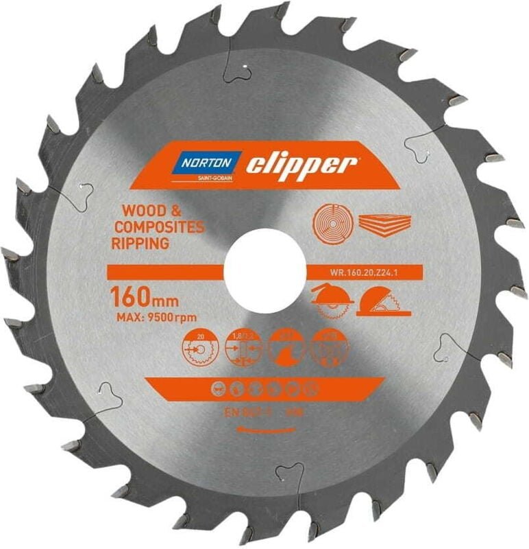NORTON KREISSÄGE 160 mm x 20 mm x 24z HOLZ & VERBUNDWERKSTOFFE ATB (1,8 / 1,2)