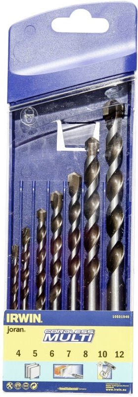 Tools 10501940 Hartmetall Mehrzweckbohrer 4 mm, 5 mm, 6 mm, 7 mm, 8 mm, 10 mm, 12 mm Zylind - Irwin