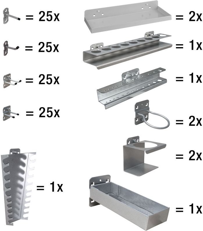 Hakensatz Hakenset Werkzeug-Haken Set 12-110 teilig Lochwand Werkzeughalter - ADB