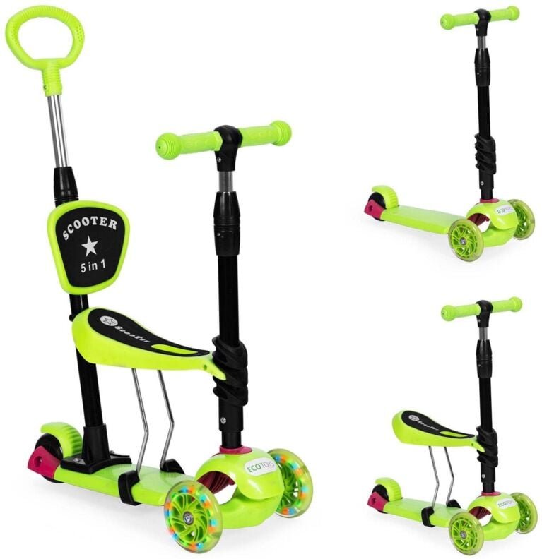 Dreiradriger balance scooter mit leuchtenden led radern 3 in 1 - grun ecotoys
