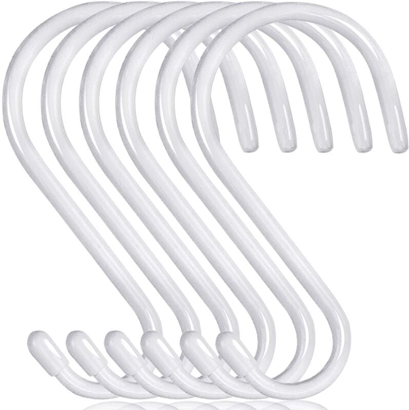 Lntyq - Set mit 6 robusten S-Haken, gummibeschichtete S-Haken, rutschfeste Kleiderbügel aus Metall in S-Form für Schränk...