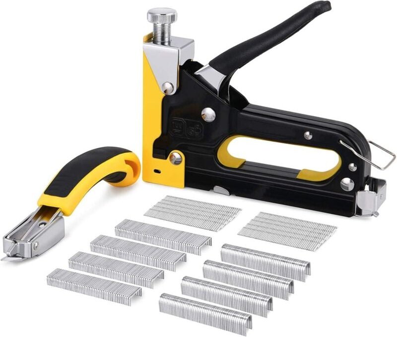 Hochleistungs-3-in-1-Heftgerät, 3000 Klammern und Klammerentferner, für Möbel und Tischlerei