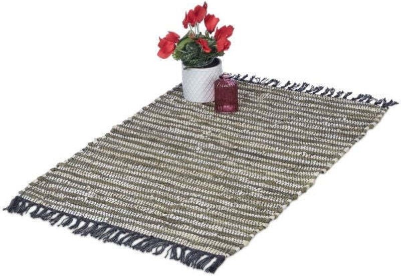 Leather cotton runner rug 60x100 cm