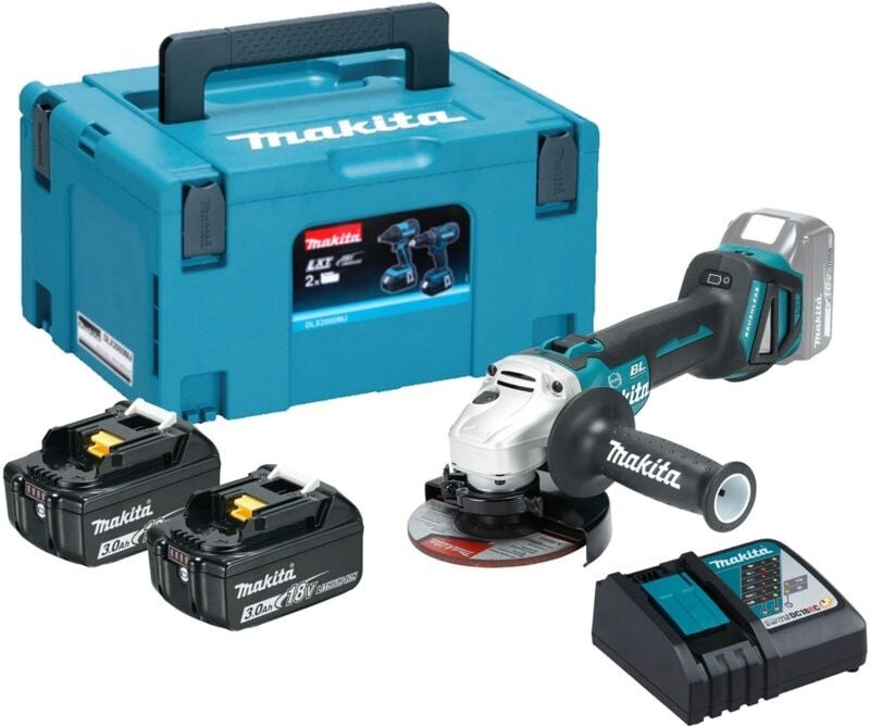 Makita DGA513RFJ Akku-Winkelschleifer Ø 125 mm 18 V / 2x 3,0 Ah Akku + Ladegerät im Makpac