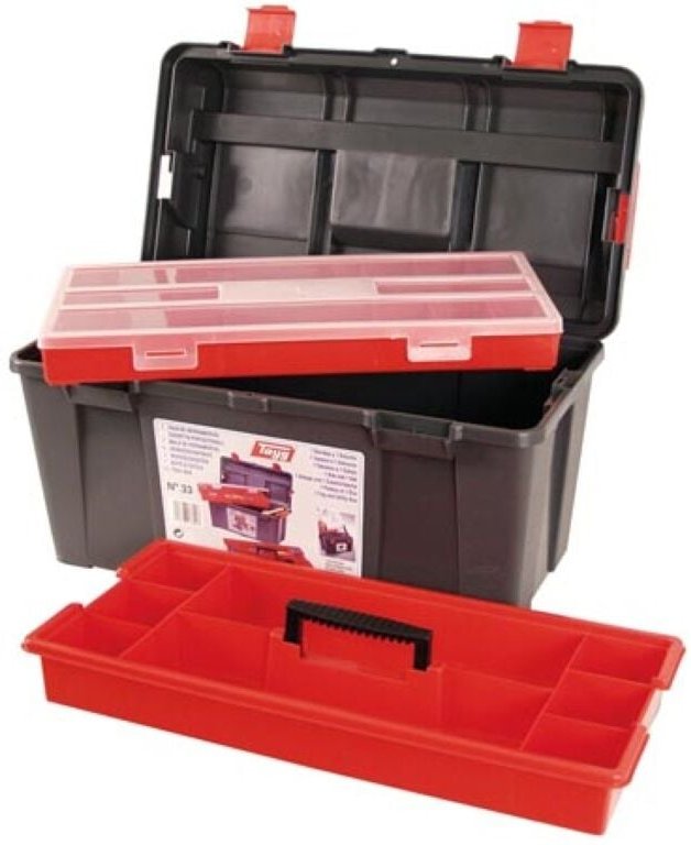 Werkzeugkasten - 480 x 258 x 255 mm - mit Tragekasten und Sortimentskasten - 31,5 l