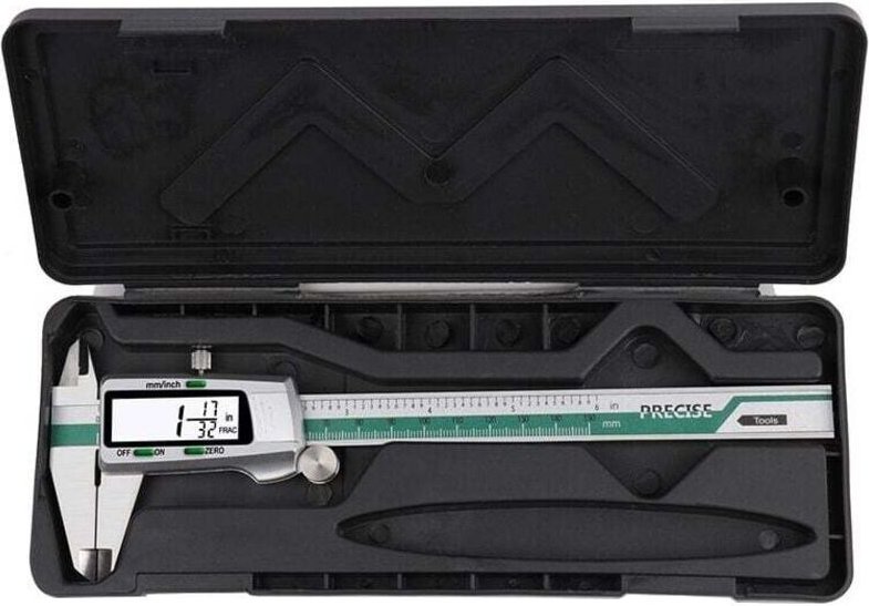 Subler Digital insize 0-150 mm, 0,01 mm, Edelstahl, Messelektronik, lcd, wasserdicht, silber/grün