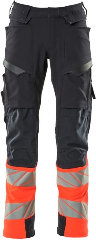 Thumbnail - Hose mit Knietaschen 19179-511-10222 Gr. 82C48 schwarzblau/hi-vis rot - Mascot