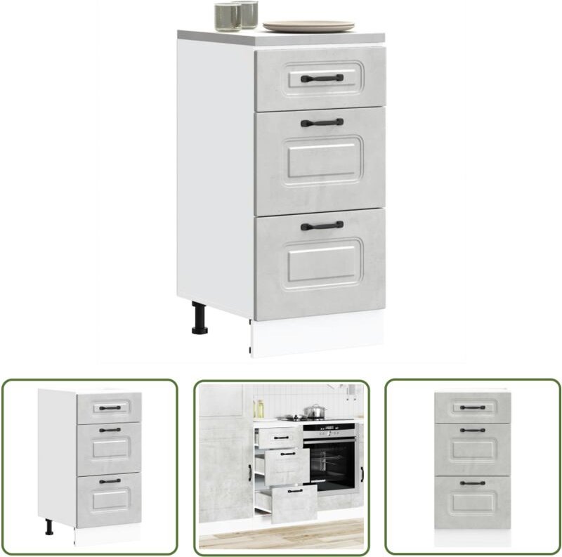 The Living Store - vidaXL Küchenunterschrank Kalmar Betongrau Holzwerkstoff