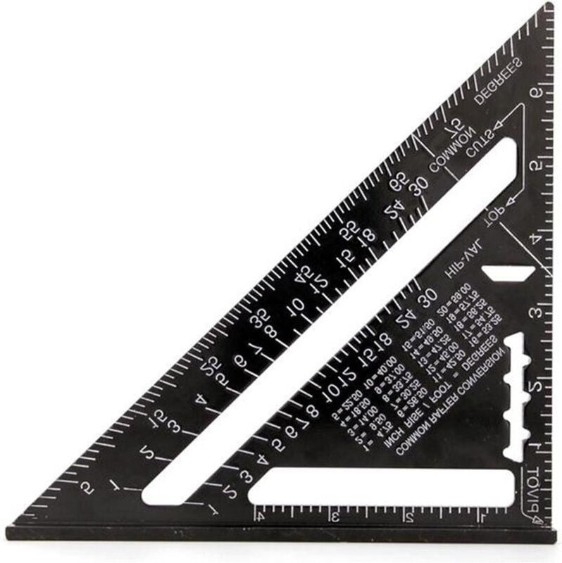 Thumbnail - Schwarzes Zoll-Dreieckslineal, hochpräzises Zimmermannswinkel-Messwerkzeug aus Aluminiumlegierung für Zimmerleute und In...