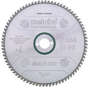 Sägeblatt Metabo Multi Cut-Professional 254x30, 80 fz/tz 5°negativ