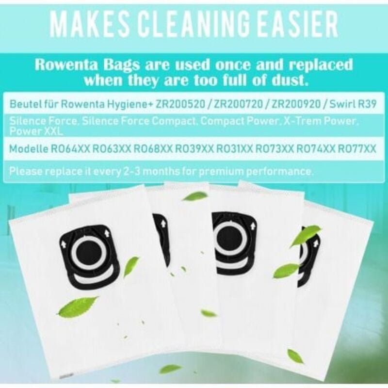 10 Beutel für Rowenta ZR200520 ZR200720 Silencer Force Compact Power X-Trem Power - Ymyny