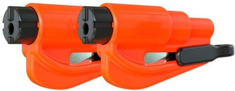 Auto-Sicherheits-Schlüsselanhänger, Fensterbrecher und Sicherheitsgurtschneider, Nothammer (2er-Pack, Orange)