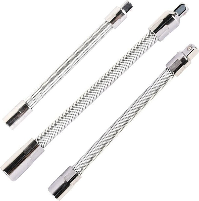 SNQ - Set mit 3 flexiblen Edelstahlverlängerungen Silber 1/4' 3/8' 1/2'