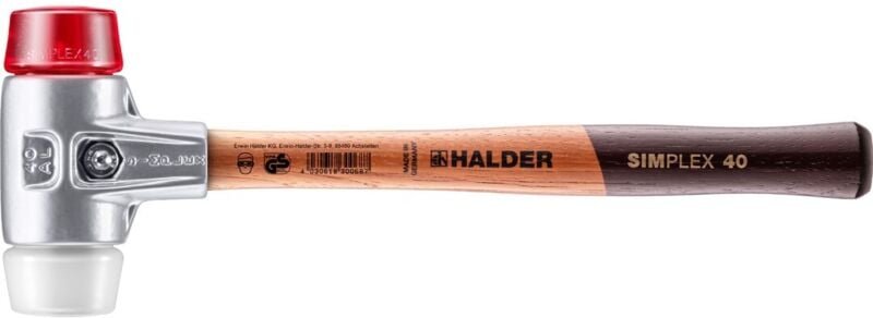 SIMPLEX-Schonhammer, Plastik / Superplastik mit Aluminiumgehäuse und hochwertigem Holzstiel D=40 mm 3167.040