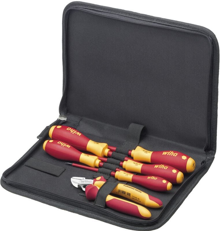 Werkzeug Set Elektriker (33969), Schraubendreher, Seitenschneider 6-tlg. in Tasche - Wiha