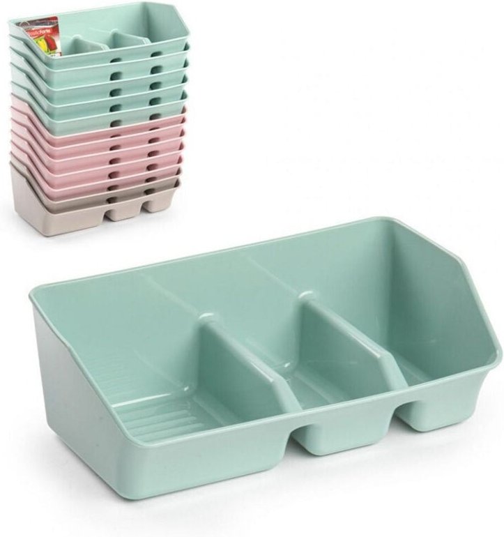 Trade Shop Traesio - Trade Shop - Schwammhalter mit 3 Fächern, Zubehörhalter, Spülbecken-Organizer, platzsparend, 112581...